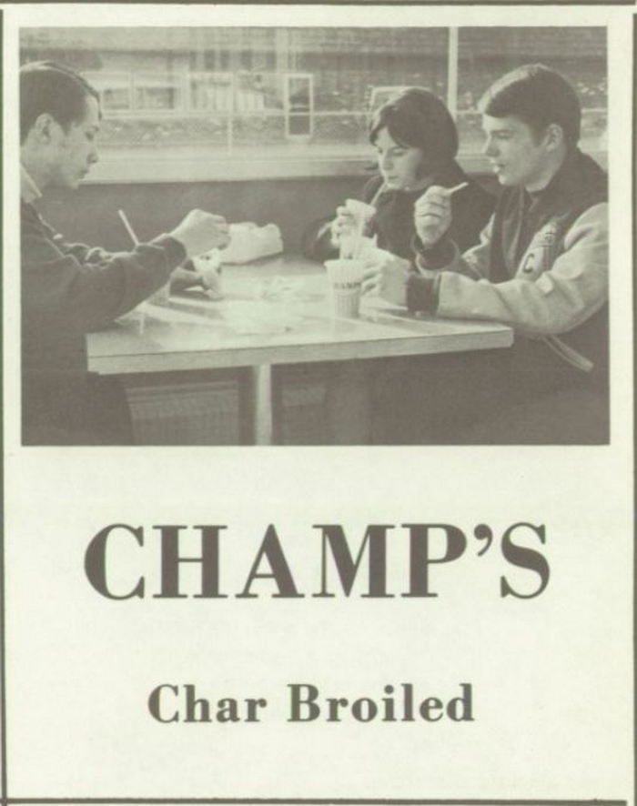 Champs Hamburgers - Vintage Yearbook Ad - 60S And 70S
